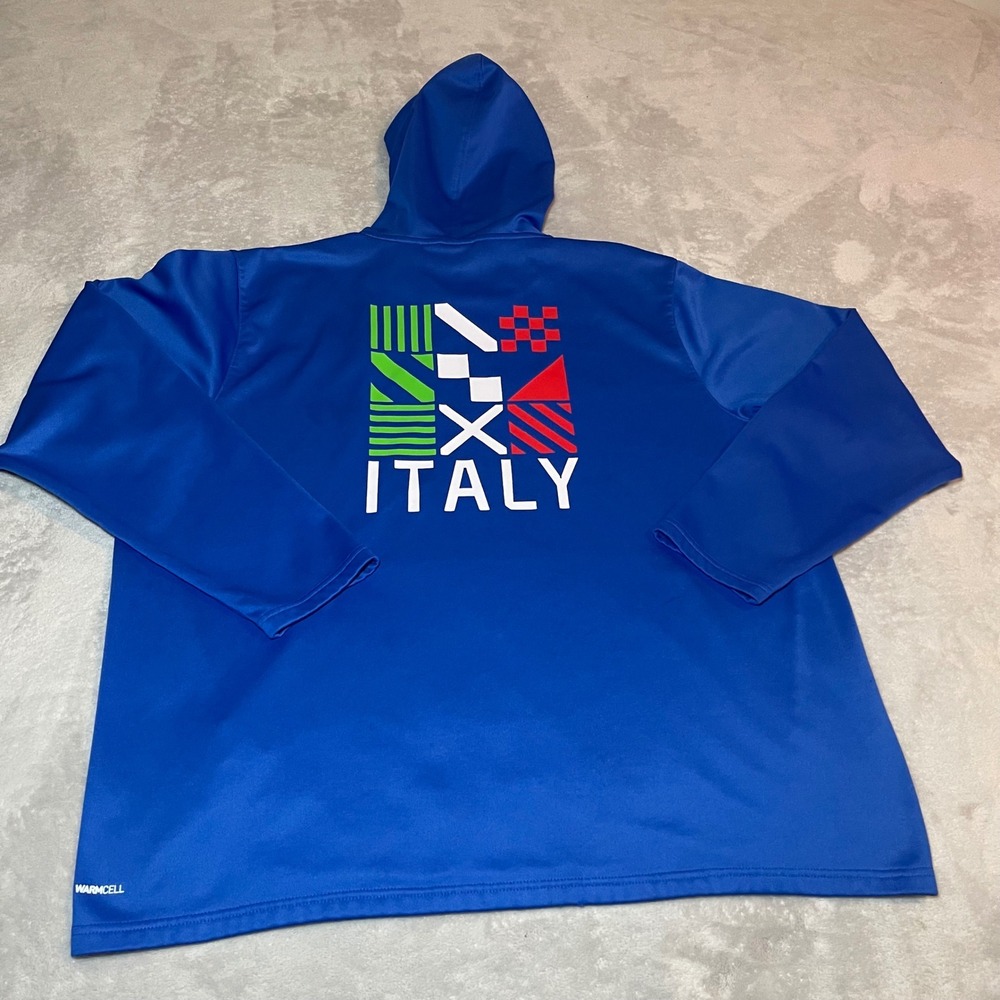 Italy Puma Warmcell Hoodie Mens XXL Blue Soccer Training Pullover Sweatshirt - Picture 2 of 13